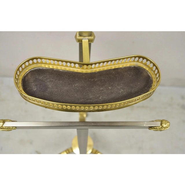 Late 20th Century Vintage Italian Maison Jansen Style Brass & Steel Rams Head Suit Clothing Valet For Sale - Image 5 of 11