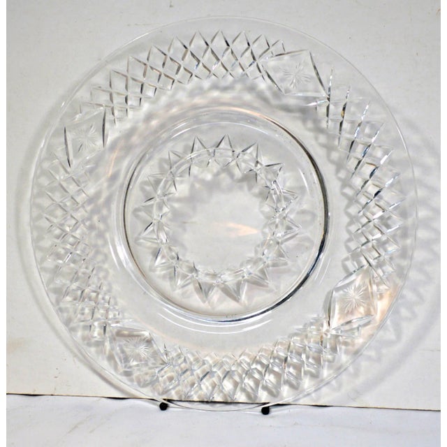 Vintage Pressed Glass Criss Cross Pattern Platter For Sale - Image 4 of 8