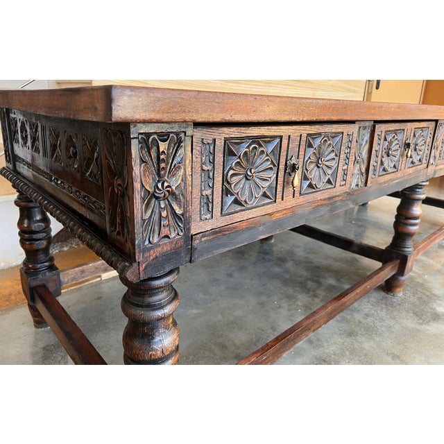 Brown Late 18th Century Spanish Refectory Table or Farm Table with Four Drawers For Sale - Image 8 of 18