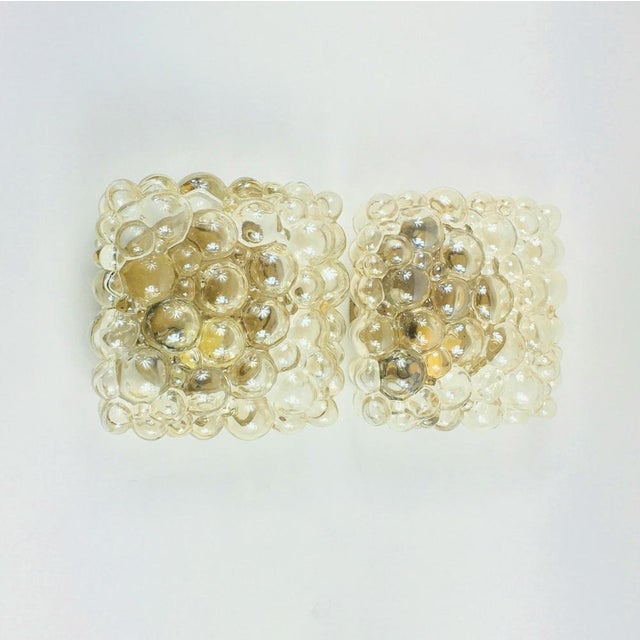 Stunning pair of bubble glass wall lights/sconces by helena tynell for limburg (germany, 1970s). The light amber/champagne...