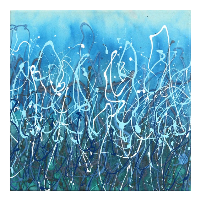 Low Tide 1 - Abstract Expressionist Textural Blue Water Landscape Painting Original Artwork by Marc Raphael For Sale