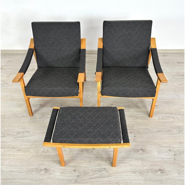 1970s Laszlo Hetzendorfer Lounge Chairs With Ottoman - A Pair For Sale - Image 5 of 7