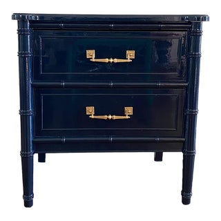 Lacquered Faux Bamboo End Table Nightstand For Sale