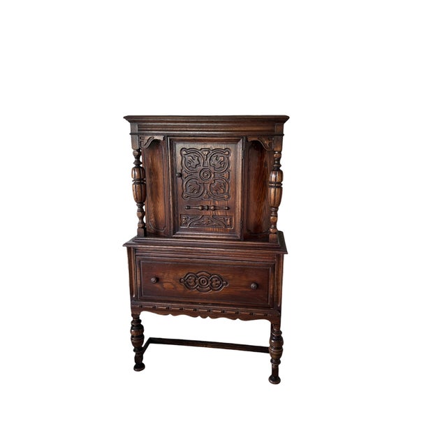 Jacobean 1930s Vintage Bernhardt Dining Room Hutch/Armoire - Heirloom Worth - Carved Detailing - Versatile For Sale - Image 3 of 14