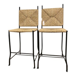 Rush Counter Stools - a Pair For Sale