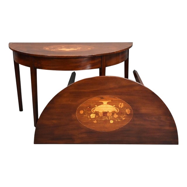 George III Mahogany Inlaid Console Tables, 1800, Set of 2 For Sale
