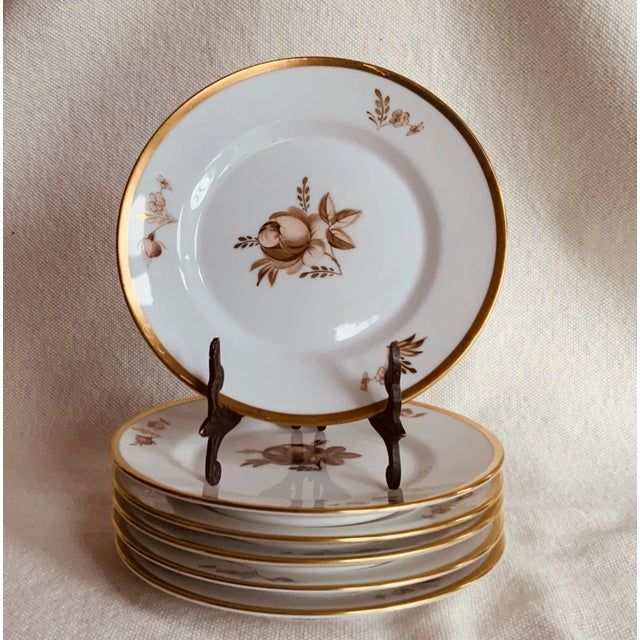 Royal Copenhagen Brown Rose Hand-Painted Porcelain 6.5"Plates Set of 6 - For Sale - Image 12 of 12