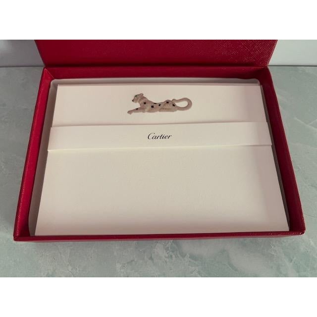 New old stock set of 8 Cartier Panther cards and envelopes stationery set. With original box.