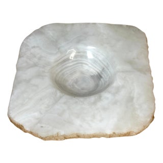 Massive Carved & Polished Rock Crystal / Quartz Live Edge Ashtray, Circa 1960s For Sale