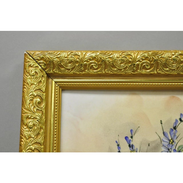 Late 20th Century Mary Wilson French Hand Painted Porcelain Plaque Pink Rose Flower Painting (B) For Sale - Image 10 of 16