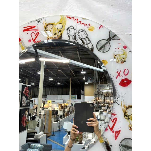 2020s Modern Hello Beautiful Round Wall Mirror For Sale - Image 5 of 5
