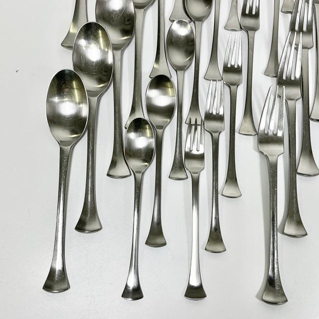 1986 Vintage Danish Boho Chic Dansk Thistle Stainless Steel Flatware, 8 Place Setting - 42 Total Pieces For Sale - Image 10 of 14