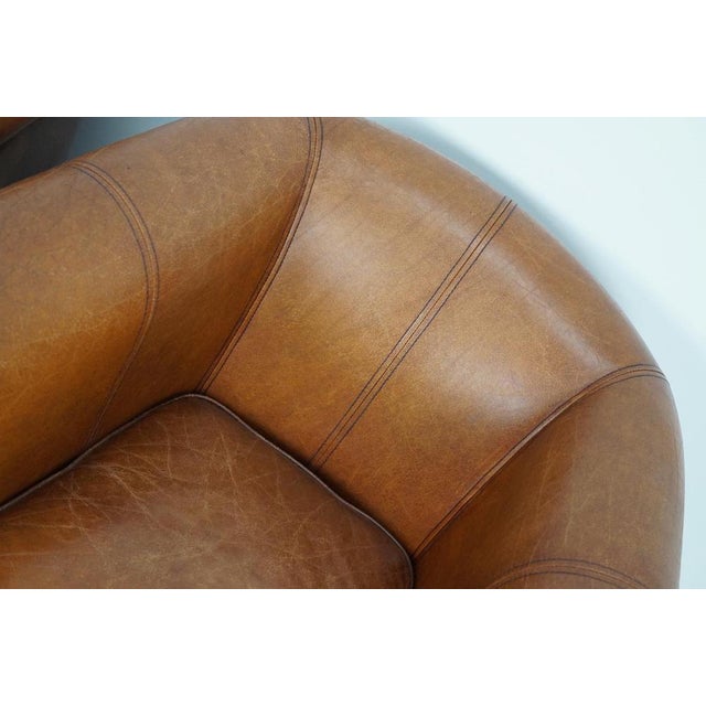 Vintage Dutch Cognac Colored Leather Club Chairs, Set of 2 For Sale - Image 4 of 18