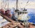 1950s Bonnie Bill - Tugboat at the Dock in Boston - Seascape in Watercolor on Paper by Claire Weist For Sale - Image 5 of 8