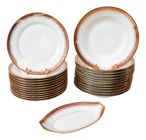 Flat and Deep Porcelain Plates for 12 from Limoges, 1960s, Set of 25