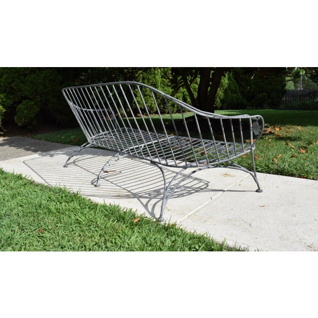 Charcoal Wrought Iron Faux Bois Sofa in Dogwood Form, Mid-Century Modern For Sale - Image 8 of 13