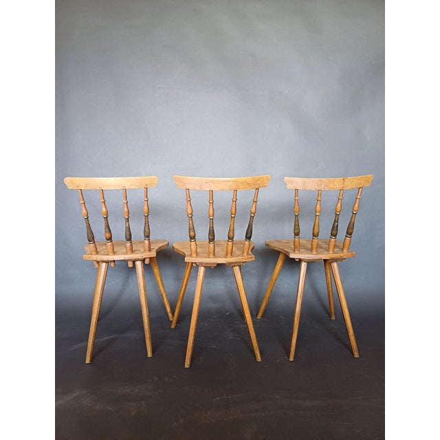 Antique Slovenian Alps Farm Chairs, 1930s, Set of 3 For Sale - Image 4 of 9