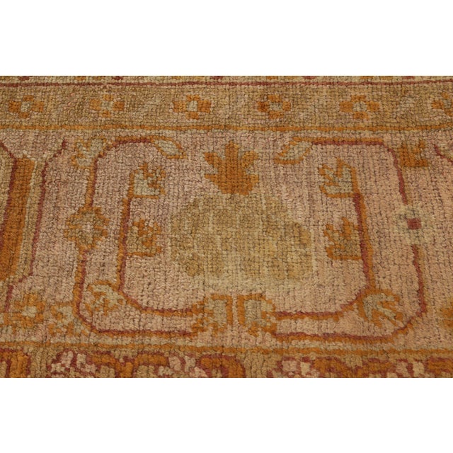 Late 18th Century Antique Oushak Beige and Gold Wool Rug For Sale - Image 5 of 6