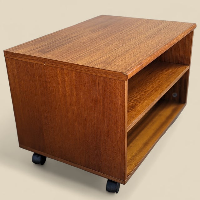 Vintage Teak Rolling Cabinet or End Table For Sale In Los Angeles - Image 6 of 15