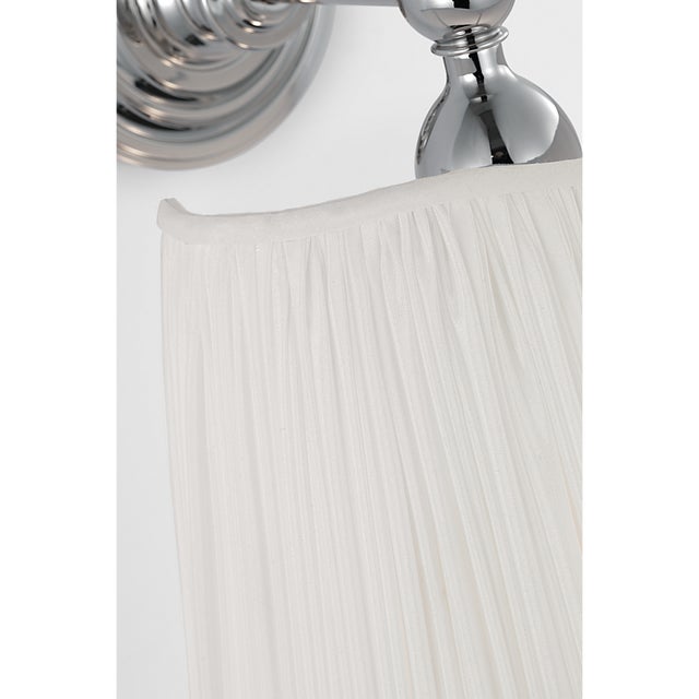 Visual Comfort Amber Lewis for Visual Comfort Signature Matos 11" Sconce in Polished Nickel with Silk Pleat Shade For Sale - Image 4 of 8