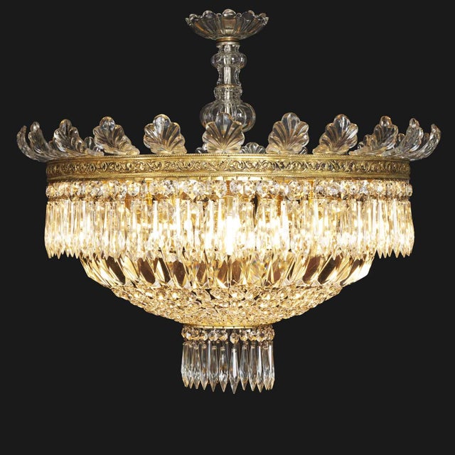 Large Five-Light Crystal Ceiling Lamp, 1950s For Sale - Image 6 of 8