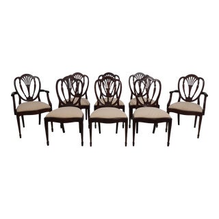 Hickory White Set of 8 Mahogany Shield Back Dining Room Chairs For Sale