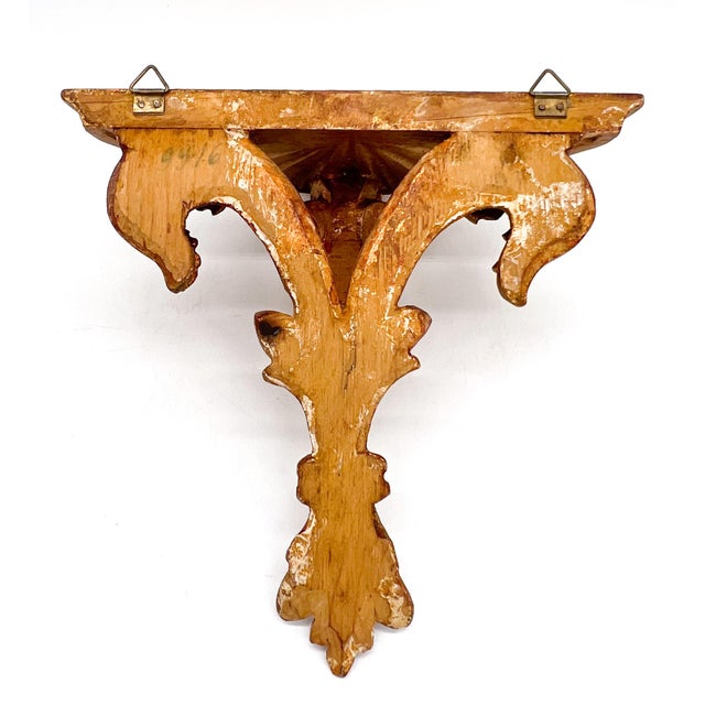 Gold Vintage Italian Florentine Gold Gilt Wood Wall Bracket – Mid-20th Century, Hollywood Regency, Old World Charm For Sale - Image 8 of 13
