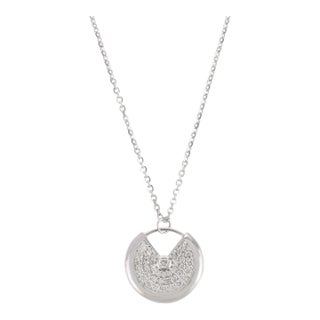 Natural Diamond Round Disc Modern Pendant Necklace for Women in 14k Gold- A Pair For Sale