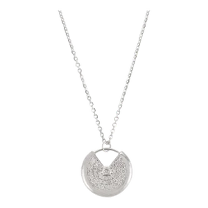 Natural Diamond Round Disc Modern Pendant Necklace for Women in 14k Gold- A Pair