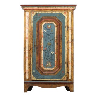 Painted Folk Art Bridal Cabinet For Sale