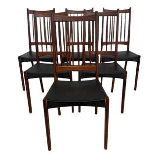 Mid 20th Century Set of 6 Olsen Teak Dining Side Chairs Attributed to Arne Hovmand For Sale