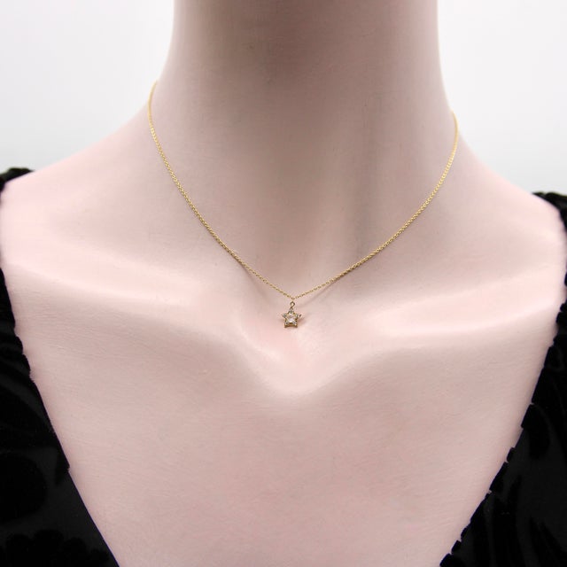 Gold 1990s Contemporary 18k Gold Rose Cut Diamond Star Pendant Necklace For Sale - Image 8 of 11