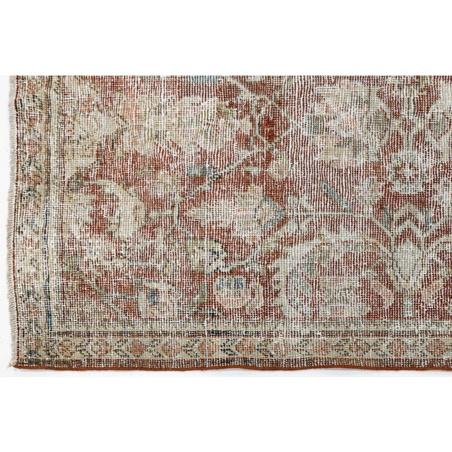 Brick Red 19th Century Antique Malayer Wool Runner Rug With Muted Rust & Neutral Distressed Patina For Sale - Image 8 of 9