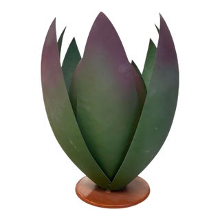 Vintage Moroccan Hand-Crafted Metal Lotus Sculpture For Sale