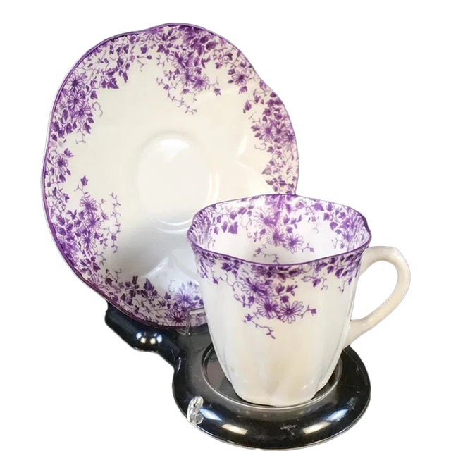 1940s Shelley Dainty Mauve Tea Cup - English Bone China Cup and Saucer For Sale