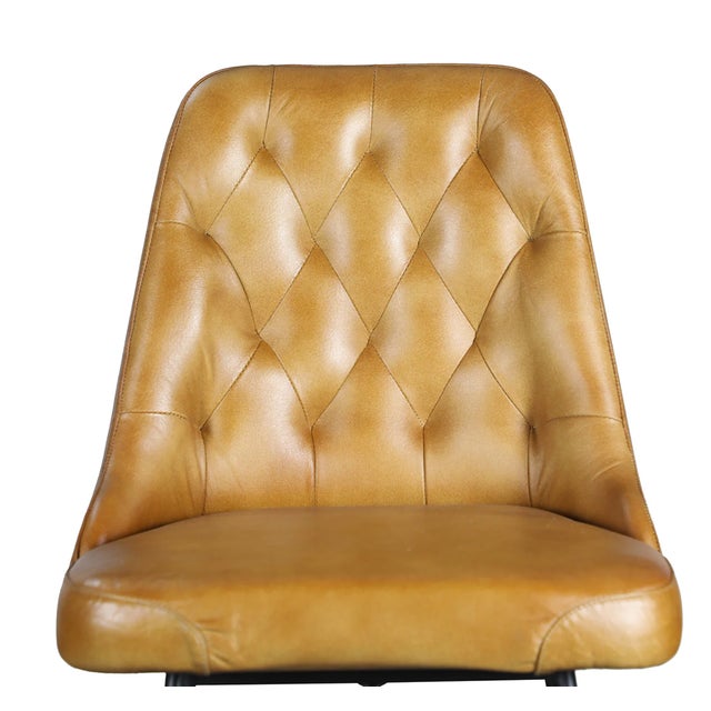 2020s Matthew Izzo Home Verona Tufted Leather and Iron Bar Stool For Sale - Image 5 of 6