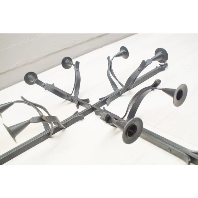 1950s Hand-Forged Iron Wall Mounted Candleholders, 1950s, Set of 4 For Sale - Image 5 of 18