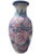 Chinoiserie Vintage Pink Chinoiserie Porcelain Vase With Peony Floral Motif & Blue Trim For Sale - Image 3 of 5