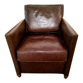 Modern Brown Leather Club Chair For Sale