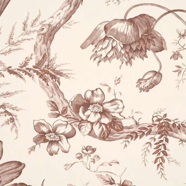 Schumacher Schumacher Toile De Fleurs Wallpaper In Fawn For Sale - Image 4 of 4