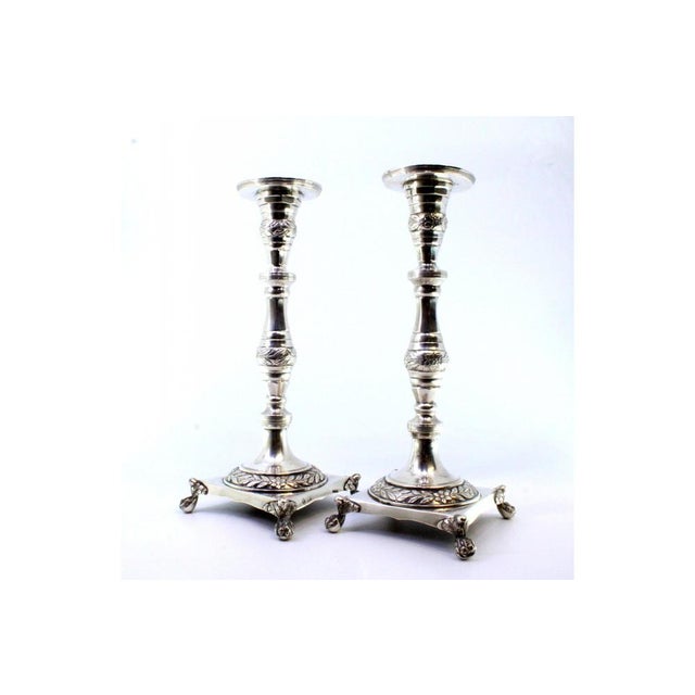 Silver Silver Candlesticks with Turned Stems, Set of 2 For Sale - Image 8 of 9