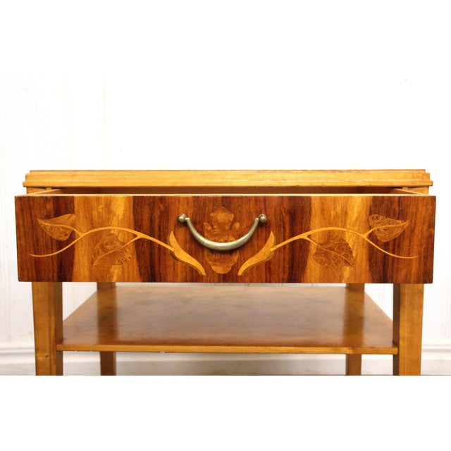 Bodafors Vintage Swedish Bedside Tables in Walnut and Birch, 1940s, Set of 2 For Sale - Image 4 of 14