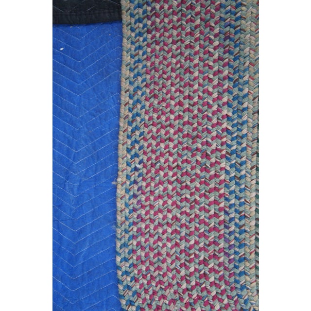 Vintage Woven Braided Geometric Oval Area Rug Runner Mat 84" For Sale - Image 12 of 14