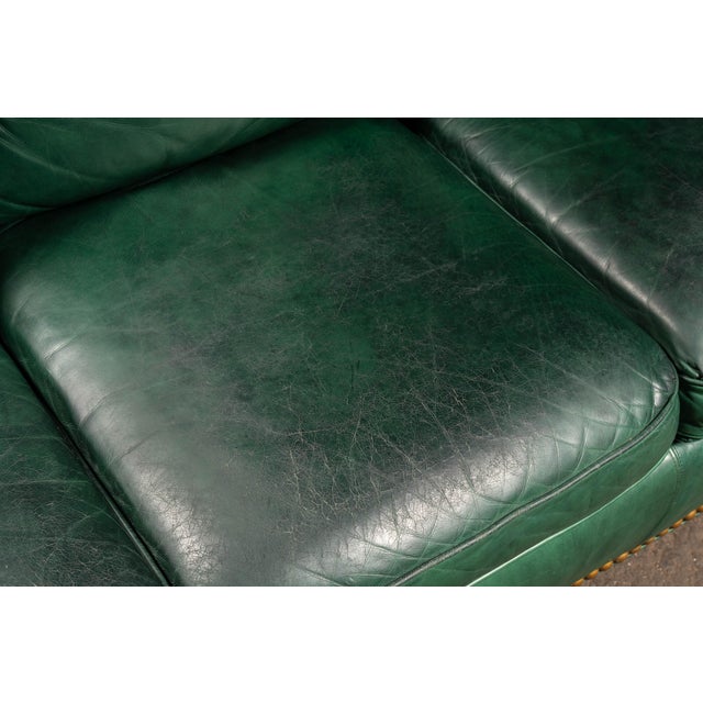 Vintage Leather Rolled-Arm Sofa in Green by Whittemore-Sherrill For Sale - Image 10 of 15