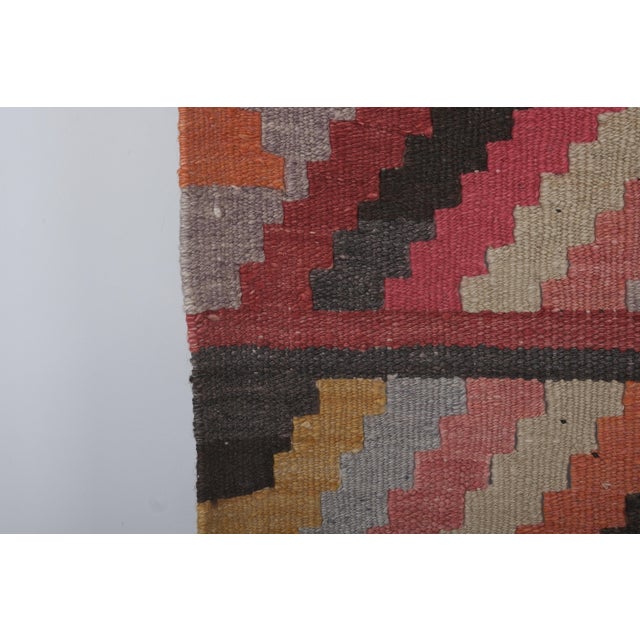 Textile 1960s Vintage Striped Turkish Kilim Runner 2'6'' X 11'9'' For Sale - Image 7 of 10