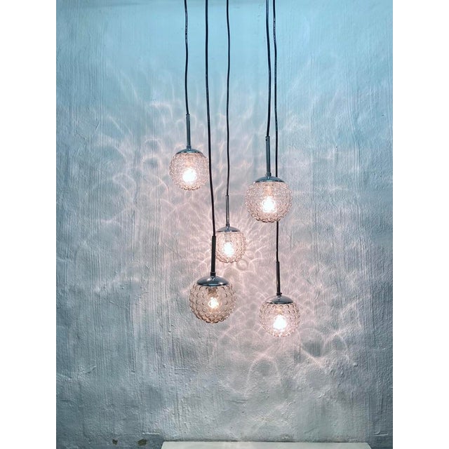 Metal Space Age Cascade Pendant Light in Glass and Chrome by Rolf Krüger for Staff, 1960s For Sale - Image 7 of 15