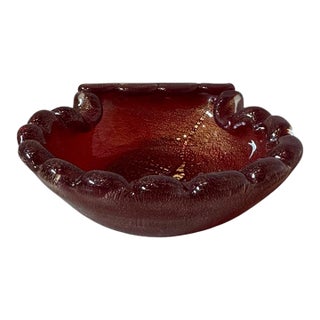 Mid 20th Century Murano Attributed Bowl in Cranberry For Sale