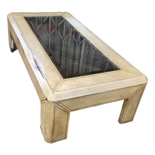 Vintage Distressed Leather Coffee Table For Sale