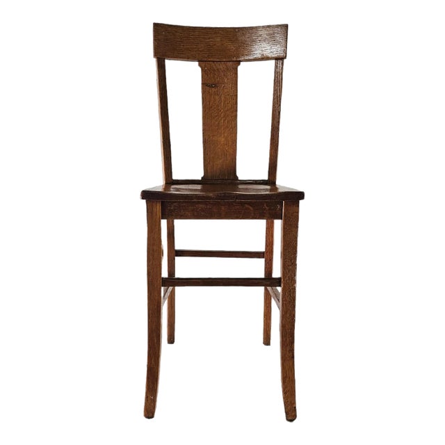 Solid Oak Child's Dining Chair 32" For Sale