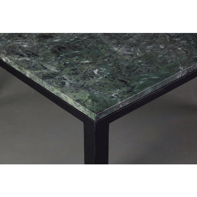 Mid-Century Modern Square Dunbar Coffee Table with Green Marble Top and Black Base, USA For Sale - Image 3 of 6